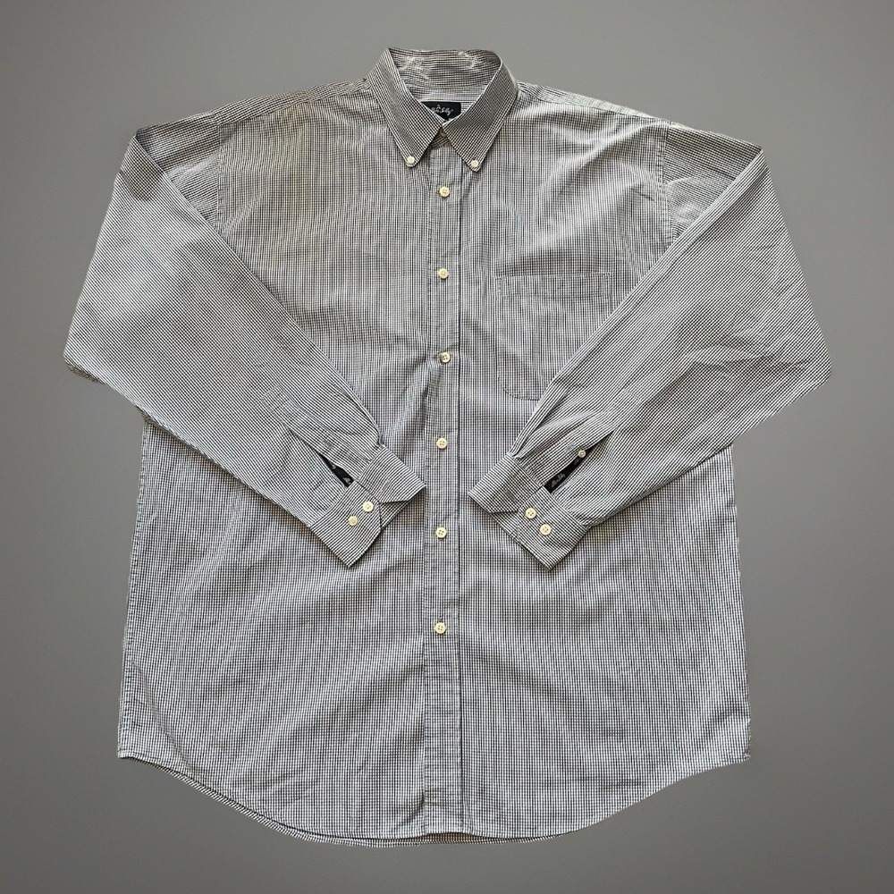 Allen Solly Button Down Mens XL Blue Check Dress Shirt Long Sleeve Cotton Pocket